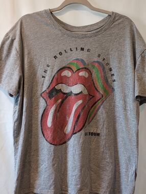 Adult Gray Rolling Stones 1975 US Tour Graphic Tee - Red Tongue concert dates